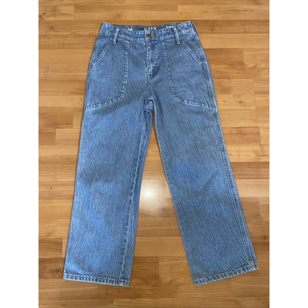J CREW Slim Wide Leg Jeans High Rise Denim Women's Size 26 -Preppy Casual Office